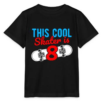This Cool Skater is 8 Skateboard Longboard Stunts - Stanley/Stella Kinder T-Shirt MINI CREATOR  - Schwarz - Vorne - Mikhail (115cm)