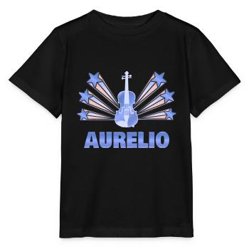 Aurelio als Musikinstrument - Stanley/Stella Kinder T-Shirt MINI CREATOR  - Schwarz - Vorne - Mikhail (115cm)