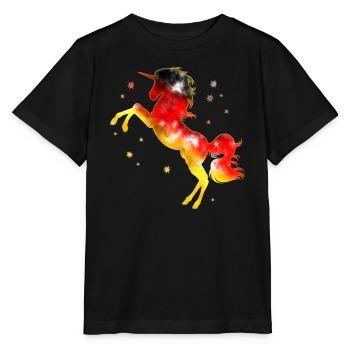 Einhorn Deutschland Fahne Farben Flagge Fußball - Stanley/Stella Kinder T-Shirt MINI CREATOR  - Schwarz - Vorne - Mikhail (115cm)
