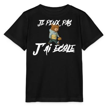 Je peux pas j'ai école. Rentrée scolaire - T-shirt bio MINI CREATOR Stanley/Stella Enfant - noir - Devant - Mikhail (115cm)