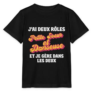 petite soeur danseuse je gère rétro 80s humour - T-shirt bio MINI CREATOR Stanley/Stella Enfant - noir - Devant - Mikhail (115cm)