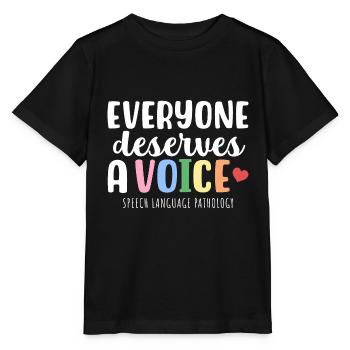 Jeder hat eine Stimme verdient! Sprachheilpädagogi - Stanley/Stella Kinder T-Shirt MINI CREATOR  - Schwarz - Vorne - Mikhail (115cm)