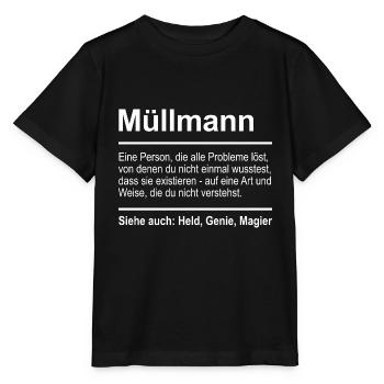 Müllmann - Stanley/Stella Kinder T-Shirt MINI CREATOR  - Schwarz - Vorne - Mikhail (115cm)