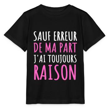 Sauf erreur j' ai toujours raison humour cadeau - T-shirt bio MINI CREATOR Stanley/Stella Enfant - noir - Devant - Mikhail (115cm)