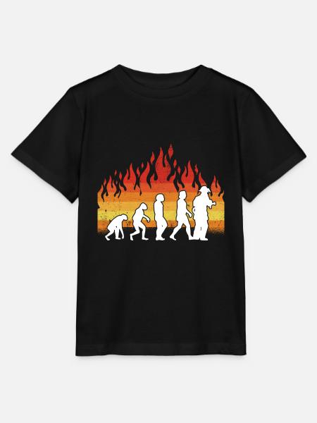 Evolution Feuerwehr Retro Feuerwehrmann Beruf - Stanley/Stella Kinder T-Shirt MINI CREATOR  - Schwarz