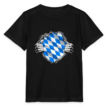 Drapeau bavarois d’occasion Look Drapeau bavarois Vintage - T-shirt bio MINI CREATOR Stanley/Stella Enfant - noir - Devant - Mikhail (115cm)
