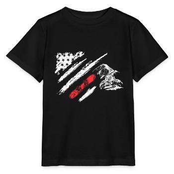 Snowboard in Amerika Flagge - Stanley/Stella Kinder T-Shirt MINI CREATOR  - Schwarz - Vorne - Mikhail (115cm)