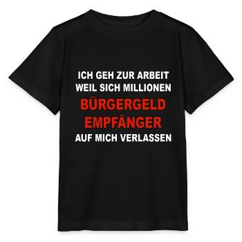 Je vais au travail - Bénéficiaire de la prestation citoyenne - T-shirt bio MINI CREATOR Stanley/Stella Enfant - noir - Devant - Mikhail (115cm)