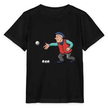 Franzose spielt Petanque für einen Petanque - Stanley/Stella Kinder T-Shirt MINI CREATOR  - Schwarz - Vorne - Mikhail (115cm)