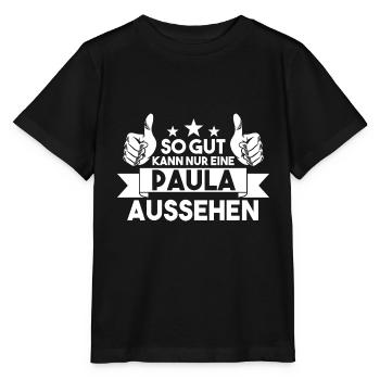 Name Paula - Stanley/Stella Kinder T-Shirt MINI CREATOR  - Schwarz - Vorne - Mikhail (115cm)