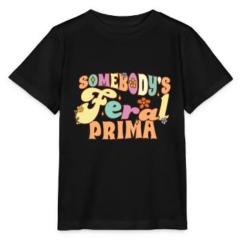 Somebody's Feral Prima Spanish Cousin Groovy - Stanley/Stella Kinder T-Shirt MINI CREATOR  - Schwarz - Vorne - Mikhail (115cm)
