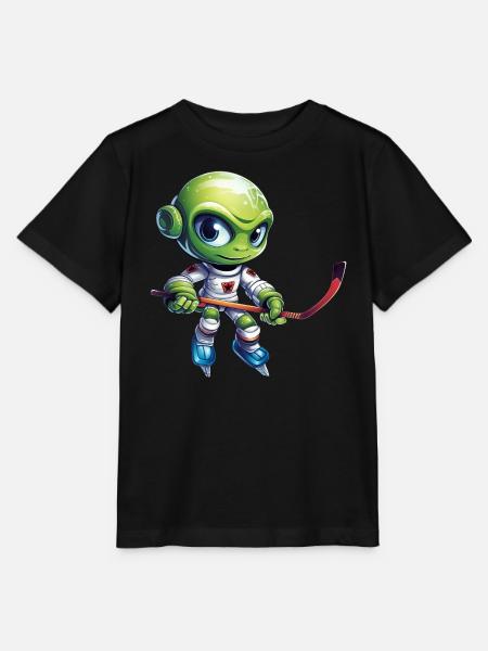 Alien Eishockeyspieler - Stanley/Stella Kinder T-Shirt MINI CREATOR  - Schwarz