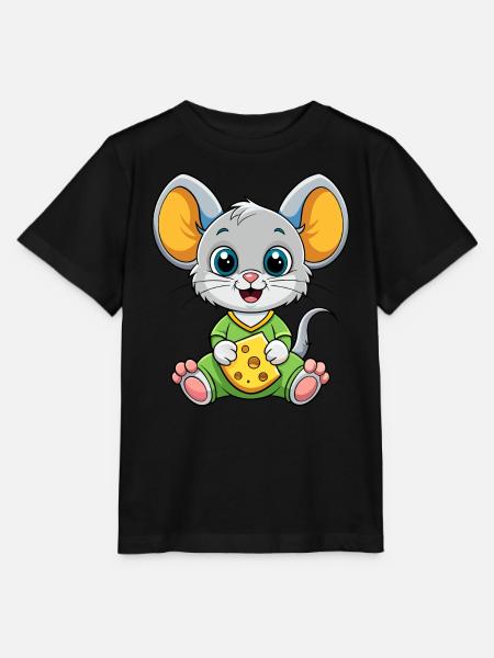 Käse liebende Maus - Stanley/Stella Kinder T-Shirt MINI CREATOR - Schwarz