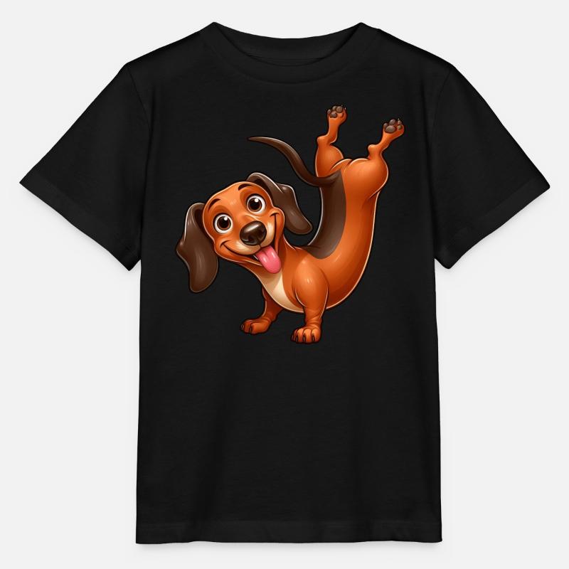 Divertente atleta di ginnastica verticale bassotto - Maglietta per bambini MINI CREATOR di Stanley/Stella - nero