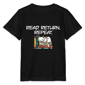 Library Worker Librarian Read Return Repeat Book - Stanley/Stella Kinder T-Shirt MINI CREATOR  - Schwarz - Vorne - Mikhail (115cm)