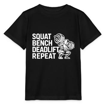 Banc de squat Soulevé de terre Répétition 8 - T-shirt bio MINI CREATOR Stanley/Stella Enfant - noir - Devant - Mikhail (115cm)