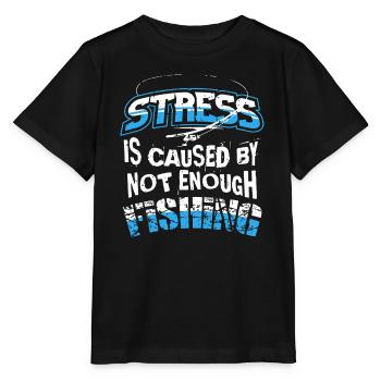 Stress is caused by not enough Fishing - Stanley/Stella MINI CREATOR Kids’ T-Shirt - black - Front - Mikhail (115cm)