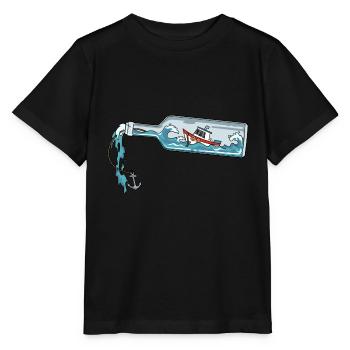 Flaschenpost Boot Anker Meer Nachricht für eine - Stanley/Stella Kinder T-Shirt MINI CREATOR  - Schwarz - Vorne - Mikhail (115cm)