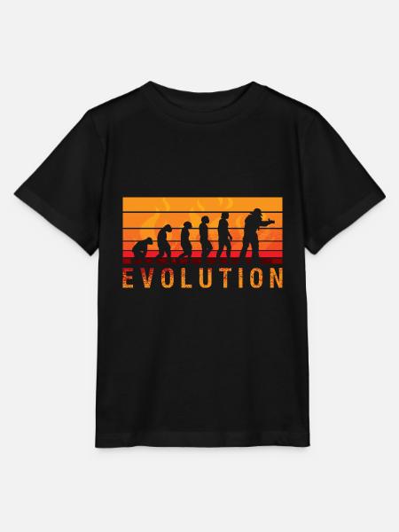Evolution Feuerwehr Retro Feuerwehrmann Beruf - Stanley/Stella Kinder T-Shirt MINI CREATOR - Schwarz