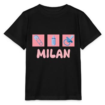 Schnuller Milan - Stanley/Stella Kinder T-Shirt MINI CREATOR  - Schwarz - Vorne - Mikhail (115cm)