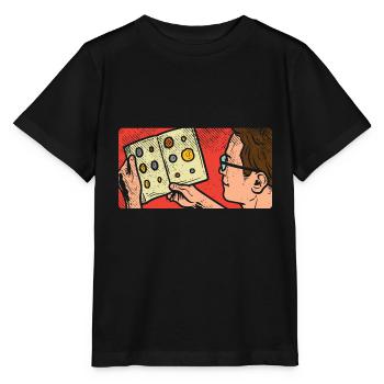 Münzsammler liest sein Album - Stanley/Stella Kinder T-Shirt MINI CREATOR  - Schwarz - Vorne - Mikhail (115cm)