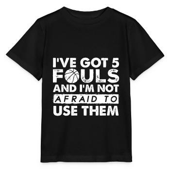 Basketballspieler Geschenk Spruch Hoops 5 Fouls - Stanley/Stella Kinder T-Shirt MINI CREATOR  - Schwarz - Vorne - Mikhail (115cm)