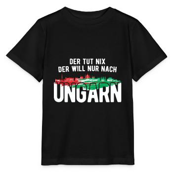 Der Will Nur Nach Ungarn Ungarische Flagge Ungarn - Stanley/Stella Kinder T-Shirt MINI CREATOR  - Schwarz - Vorne - Mikhail (115cm)