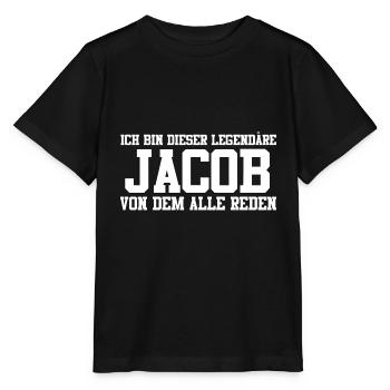 Jacob Name Design - Stanley/Stella Kinder T-Shirt MINI CREATOR  - Schwarz - Vorne - Mikhail (115cm)