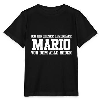 Mario Name Design - Stanley/Stella Kinder T-Shirt MINI CREATOR  - Schwarz - Vorne - Mikhail (115cm)
