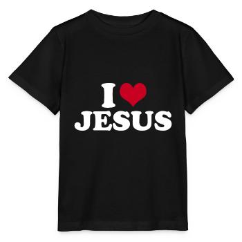 I Love Jesus - Stanley/Stella Kinder T-Shirt MINI CREATOR  - Schwarz - Vorne - Mikhail (115cm)
