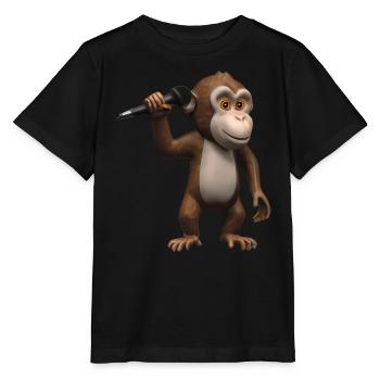 Singender Affe - Stanley/Stella Kinder T-Shirt MINI CREATOR  - Schwarz - Vorne - Mikhail (115cm)