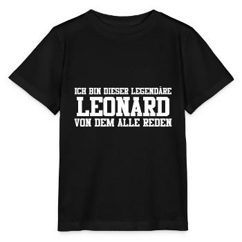 Leonard Name Design - Stanley/Stella Kinder T-Shirt MINI CREATOR  - Schwarz - Vorne - Mikhail (115cm)