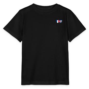 Frankreich Kuba Flagge Herz - Stanley/Stella Kinder T-Shirt MINI CREATOR  - Schwarz - Vorne - Mikhail (115cm)