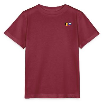 Belgien Slowenien Flagge Herz - Stanley/Stella Kinder T-Shirt MINI CREATOR  - Burgunderrot - Vorne - Kain (125cm)