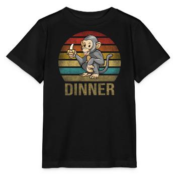 Monkey Eating Banana Dinner Retro Sunset - Stanley/Stella MINI CREATOR Kids’ T-Shirt - black - Front - Mikhail (115cm)
