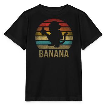 Monkey Eating Banana Dinner Retro Sunset - Stanley/Stella MINI CREATOR Kids’ T-Shirt - black - Front - Mikhail (115cm)