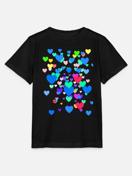 Herzen, bunte Herzen, fliegende Herzen, Herz - Stanley/Stella T-shirt MINI CREATOR til børn - sort