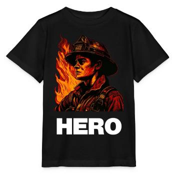 Héros des pompiers / Héros - T-shirt bio MINI CREATOR Stanley/Stella Enfant - noir - Devant - Mikhail (115cm)