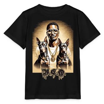 Rappeur avec Dobermans - T-shirt bio MINI CREATOR Stanley/Stella Enfant - noir - Devant - Mikhail (115cm)