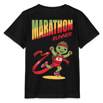 Schildkröte Marathonläufer - Stanley/Stella Kinder T-Shirt MINI CREATOR  - Schwarz - Vorne - Mikhail (115cm)