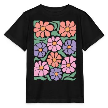 Boho Flora Blumen - Stanley/Stella Kinder T-Shirt MINI CREATOR  - Schwarz - Vorne - Mikhail (115cm)