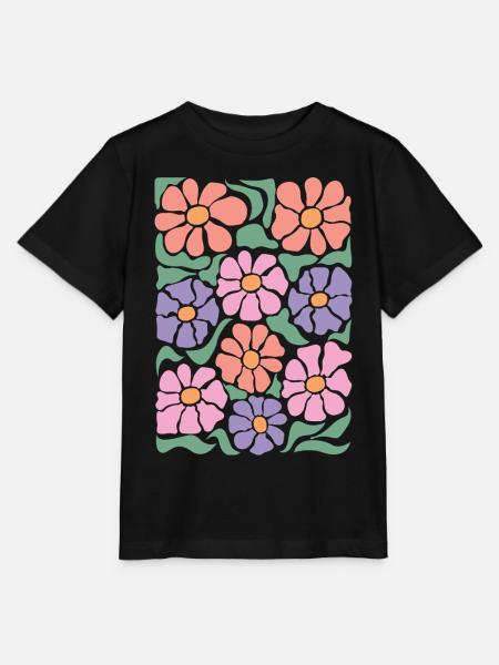 Boho Flora Blumen - Stanley/Stella Kinder T-Shirt MINI CREATOR  - Schwarz