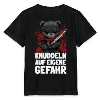 Ninja Teddy mit frechem Spruch - Stanley/Stella Kinder T-Shirt MINI CREATOR  - Schwarz - Vorne - Mikhail (115cm)
