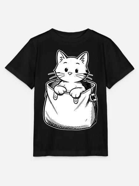 Kätzchen im Beutel Illustration - Stanley/Stella Kinder T-Shirt MINI CREATOR - Schwarz