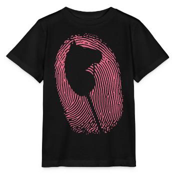 Cavalier d’empreintes digitales pour cheval de loisir - T-shirt bio MINI CREATOR Stanley/Stella Enfant - noir - Devant - Mikhail (115cm)