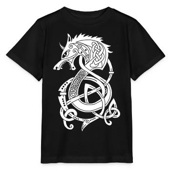 Wikinger-Wolfsdrache (Weiß) - Stanley/Stella Kinder T-Shirt MINI CREATOR  - Schwarz - Vorne - Mikhail (115cm)
