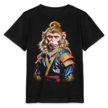 Samurai-Affe - Stanley/Stella Kinder T-Shirt MINI CREATOR  - Schwarz - Vorne - Mikhail (115cm)