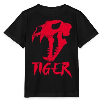 Tigerschädel (Rot) - Stanley/Stella Kinder T-Shirt MINI CREATOR  - Schwarz - Vorne - Mikhail (115cm)