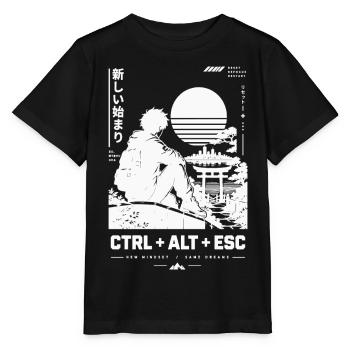 Retro-Japanischer Sonnenuntergang am Kai - Stanley/Stella Kinder T-Shirt MINI CREATOR  - Schwarz - Vorne - Mikhail (115cm)
