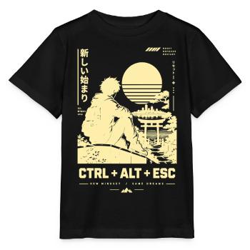 Sonnenuntergangssilhouette CTRL ALT ESC - Stanley/Stella Kinder T-Shirt MINI CREATOR  - Schwarz - Vorne - Mikhail (115cm)